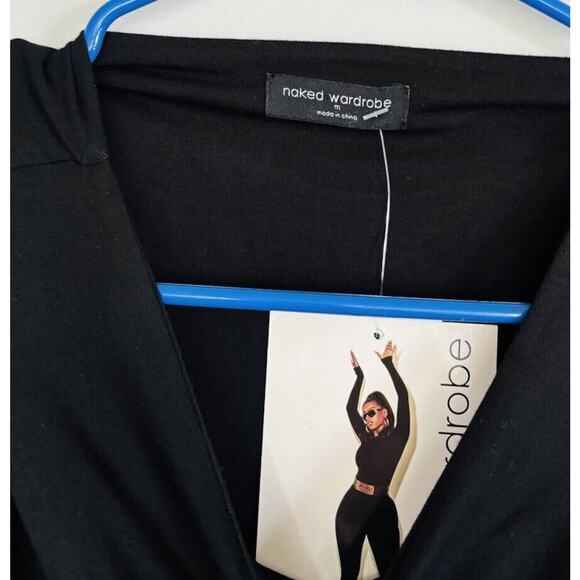 NWT Naked Wardrobe Cut the Butter Bodysuit Size M Black Long Sleeve Cut-Out - Picture 7 of 8